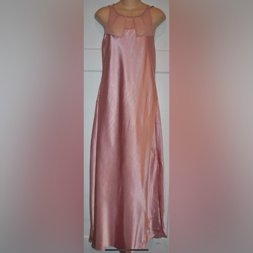 VICTORIA'S SECRET Vintage Maxi Strappy Pink Nightgown L Gold Label